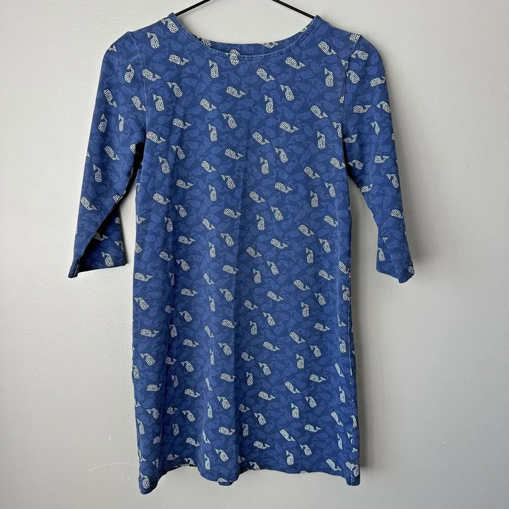 Vineyard Vines 3/4 Sleeve Whale Dress Girls Large 14